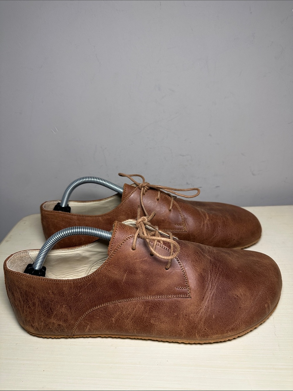 Natubav Shoes handmade Men's barefoot Brown Leather Casual Lace-Up Shoes